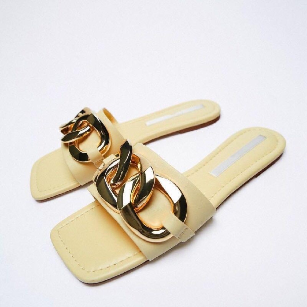 Zara yellow slide sandals